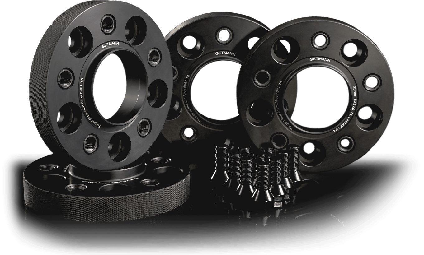Getmann wheel spacer product visualization, catalog design and booth graphics