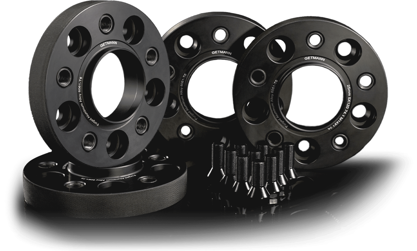 Getmann wheel spacer product visualization, catalog design and booth graphics
